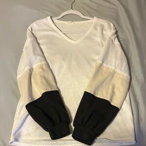 Stylish White and Black Colorblock Sweater
